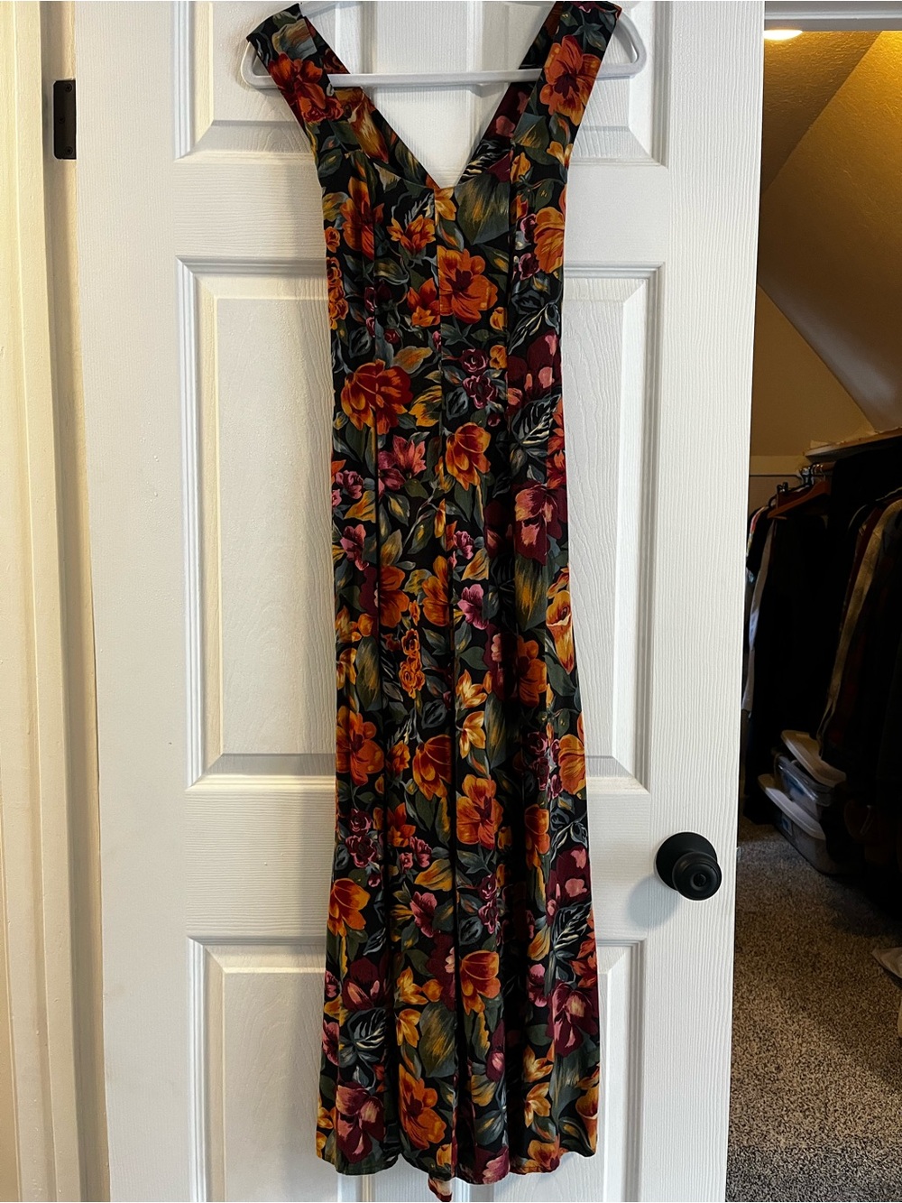 All That Jazz Black Maxi Dress with Orange & Pink Floral Print
